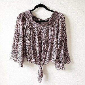 Free People Movement Pink Smocked Off The Shoulder Top M